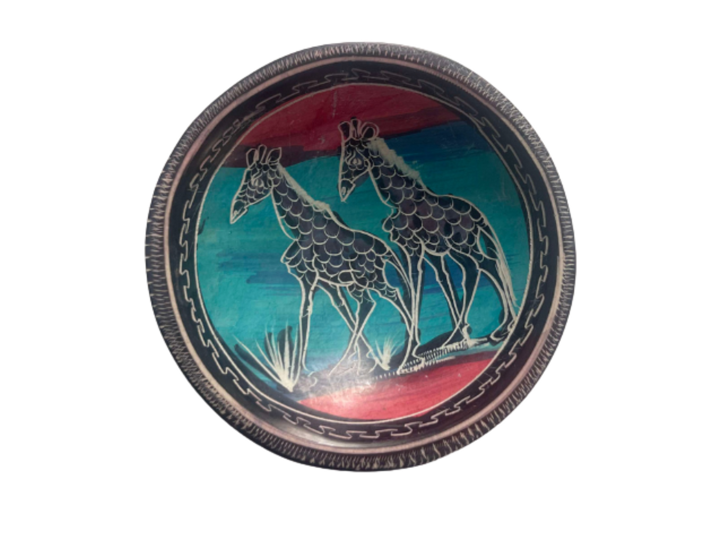 Pink, Blue, Black & White Jewelry Tray – Painted Giraffes Design