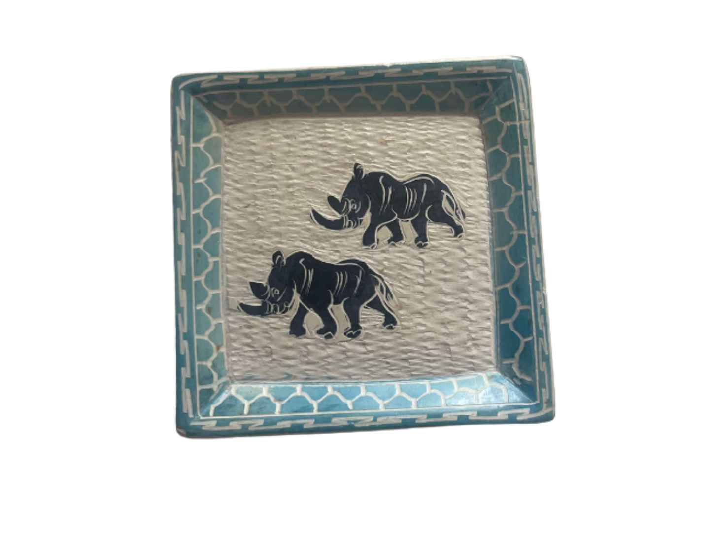 Blue & White Rhino Jewelry Tray – Rhino Pattern