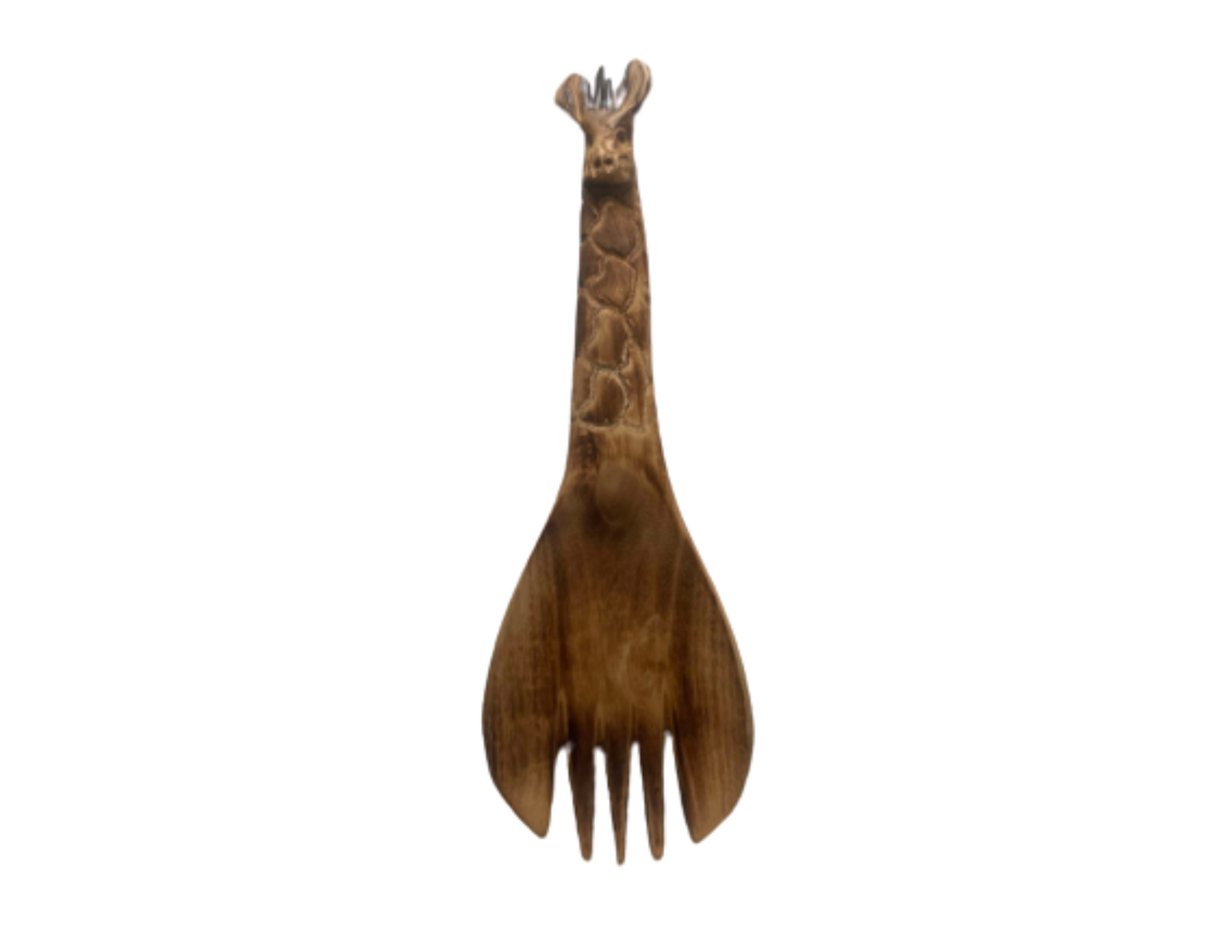 Wooden Serving/Salad Fork with Giraffe Handle