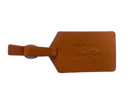 Rehema for Kids Orange Leather Luggage Tag